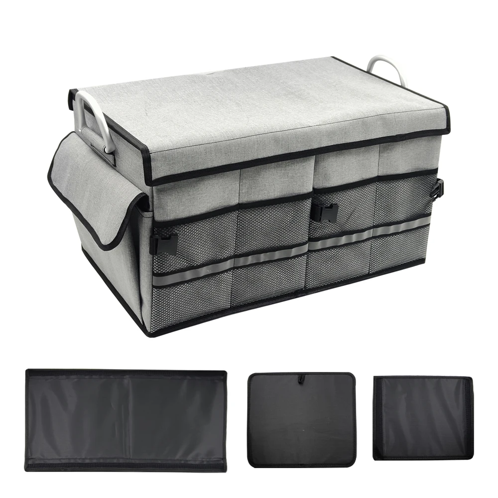 Large Capacity Home Car Seat Organizer Auto Trunk Cargo Collapsible Storage Box Black Folding 600D Polyester Car Organizers