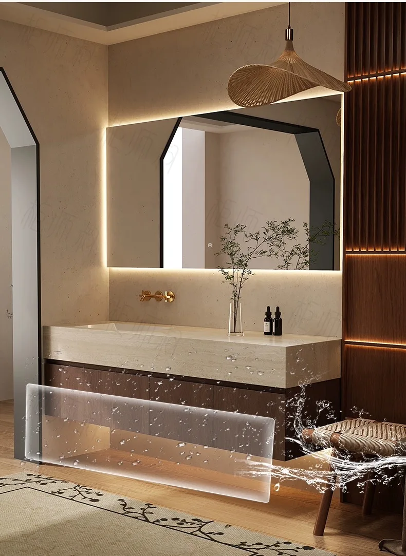 Exquisite workmanship cave stone rock slab Ceramic Undercounter Sink watertight bathroom vanities