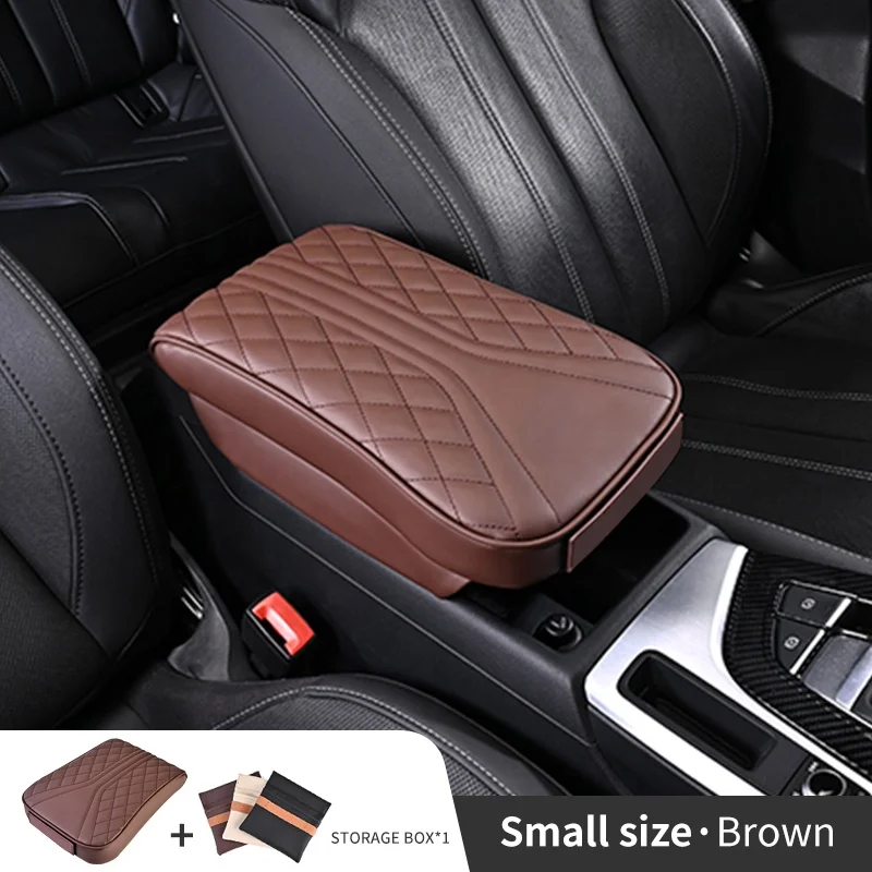 Anjuny PU Leather Car Armrest Cushion Pad for Car Universal Memory Foam Auto Center Console Seat Armrests Box Cover Hand Support