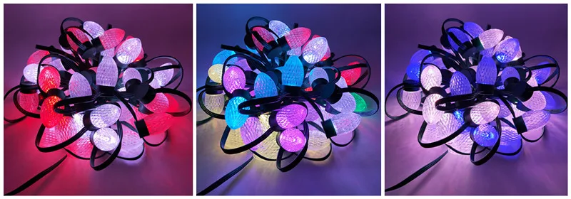  50 узлов Адресуемая светодиодная Рождественская Пиксельная гирлянда RGB S24 12 В постоянного тока WS2811; Полный зеленый провод расстояние между проводами 6