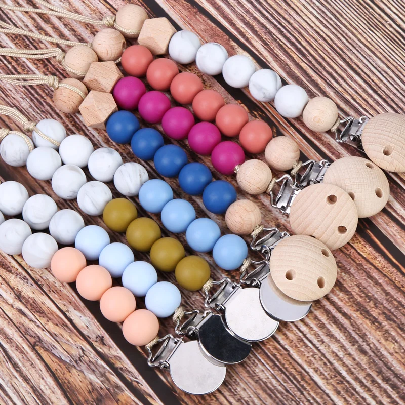 Hot Sale Sublimation Beads Soothe Dummy Clip Silicone Baby Pacifier Holder Clip