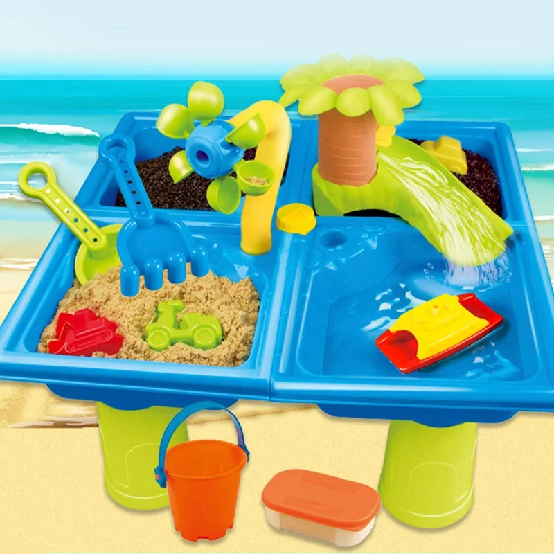 Outdoor Summer Games 24 Piece Beach Table Toys Sand Play Table