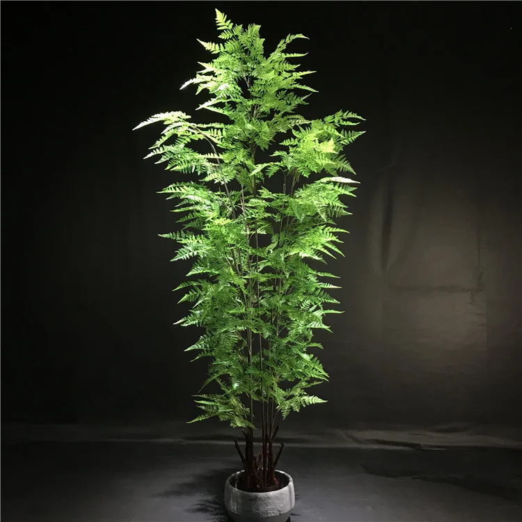 Factory Direct Sales Large Green Potted Plant Plastic Bonsai Tree High Simulation Artificial Fern Leaves Tree For House