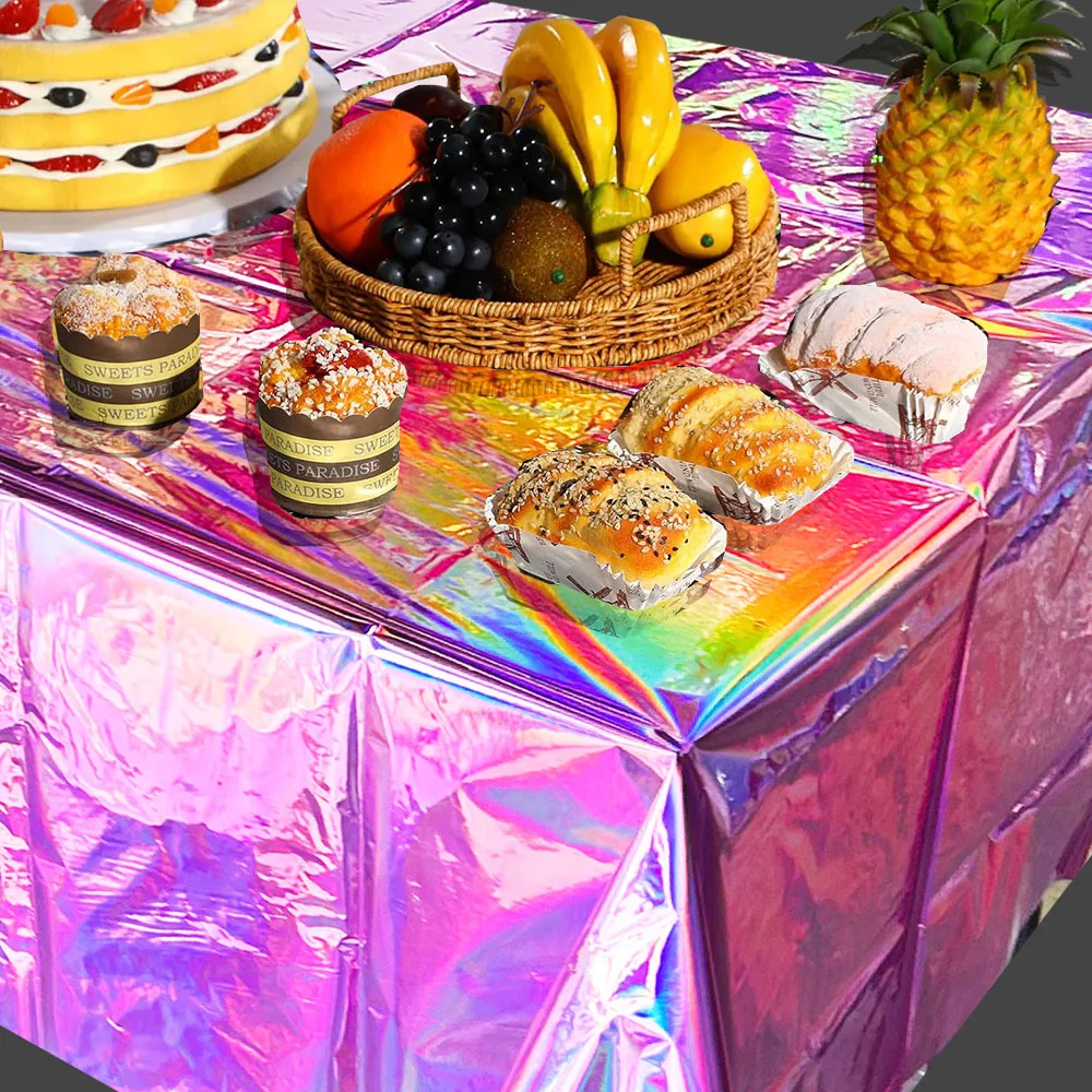 Modern Disposable Colorful PE Plastic Tablecloth Handmade Laser Design Oil-Proof and Waterproof for Picnic Camping and Parties