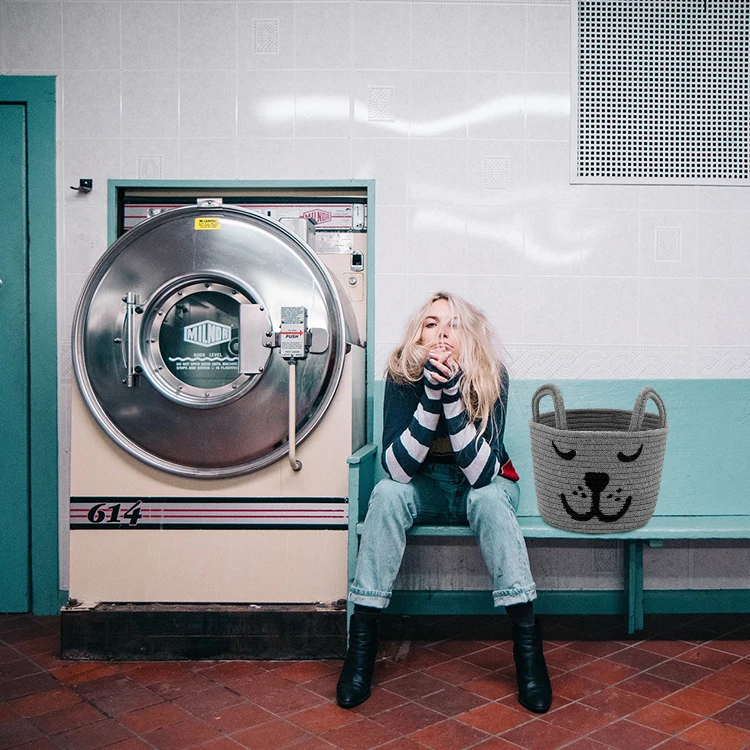 Custom soft colorful animal design cute cat dog cartoon clothes and toys 100 cotton rope baby storage baskets