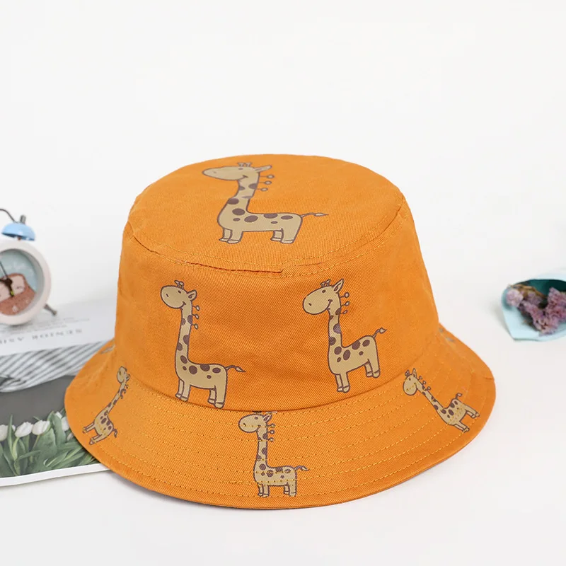 Wholesale spring summer women men new children cartoon fisherman pot hat printing giraffe deer casual bucket hat