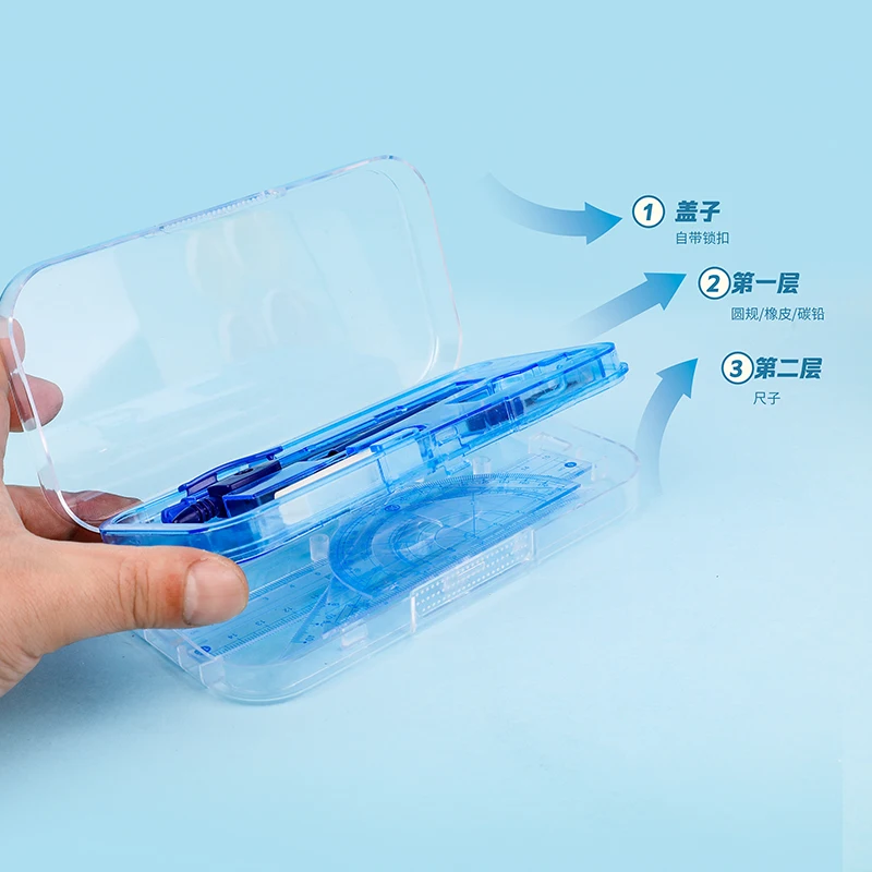 Hot Selling Metal Mathematical Geometric Protractor Drawing Ruler Compass with high quality Student Stationery
