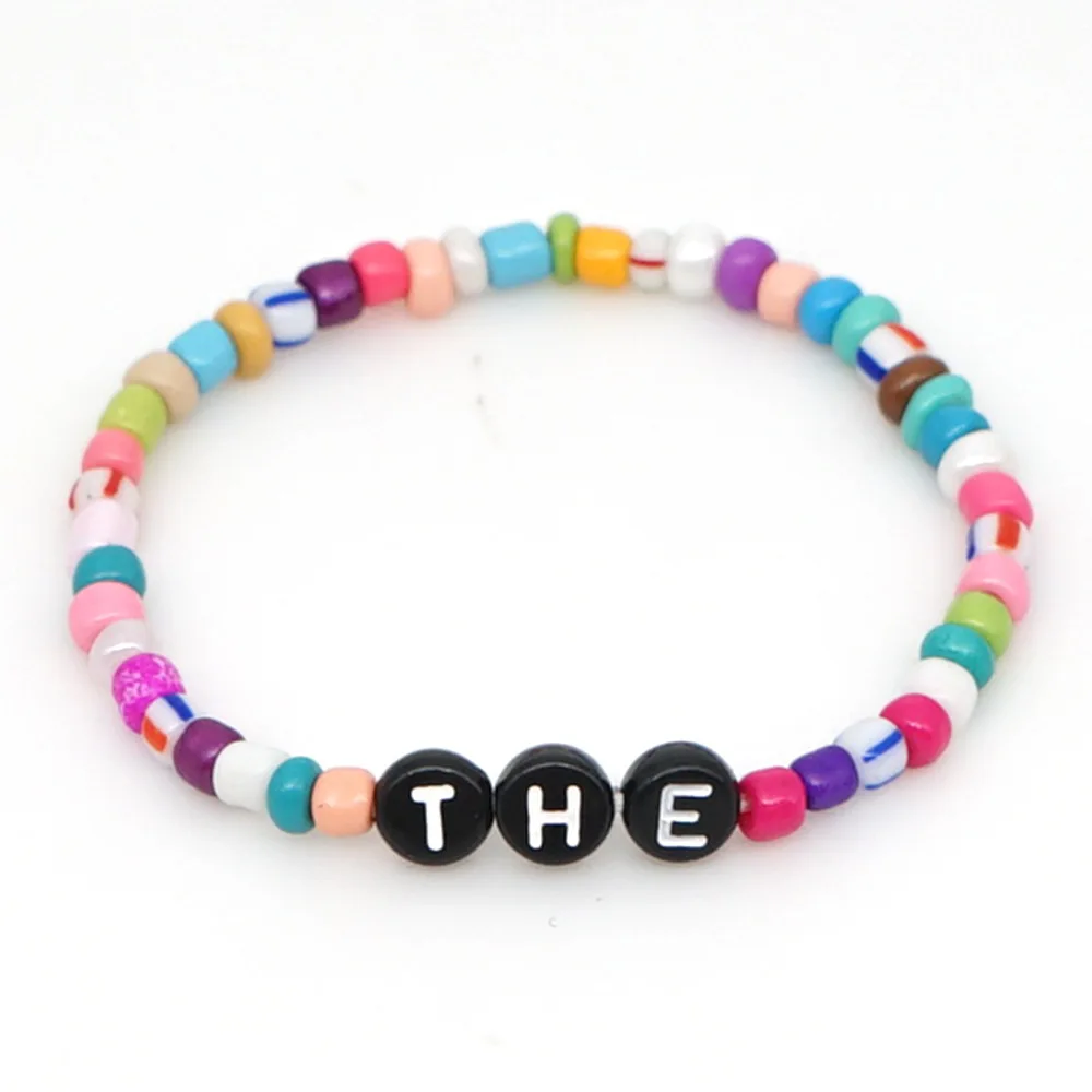 Woven Colorful Collection Engravable Acrylic Letters Bracelets  Boho Ethnic Bracelet for Women