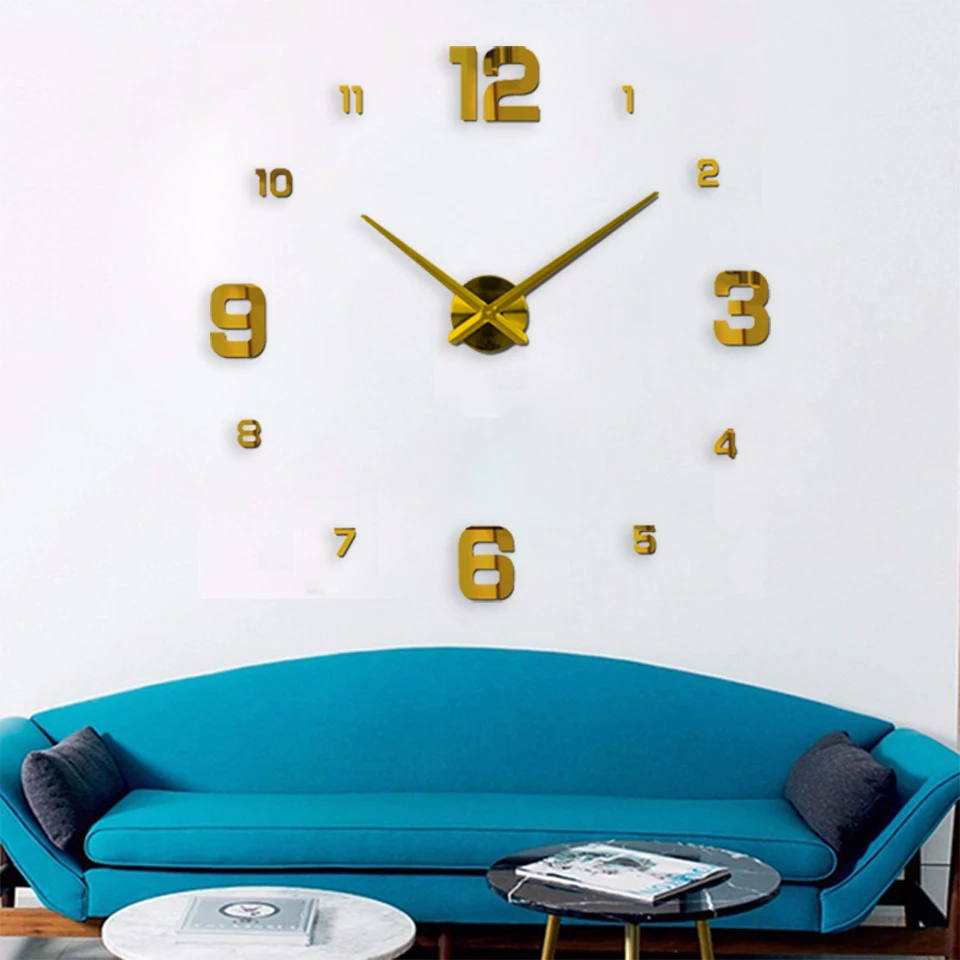 Diy Large Acrylic 3D Mirror Surface Fancy Wall Sticker Wall Decorations Clock for Home Decor