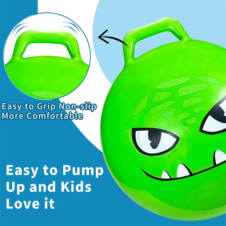 High Quality Kids Outdoor Toys 3P Inflatable Handle Bouncy Jumping Ball, Wholesale PVC Plastic Unisex Bouncing Ball