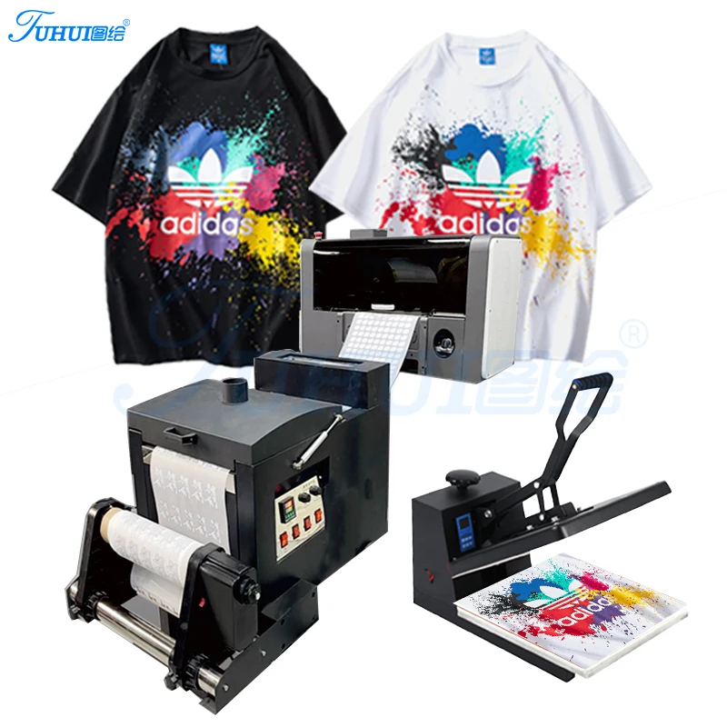 30cm DTF Printer Double XP600 PET Film Printing Impresoras Roll to Roll A3 DTF Labels Printer with Shaker Powder Machine