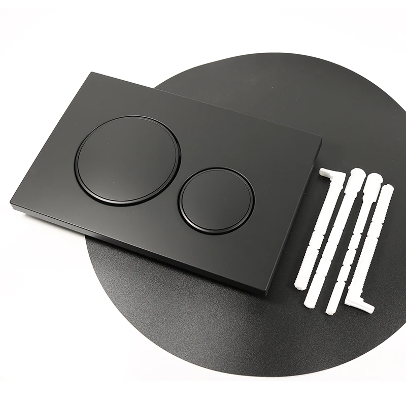 Dual Flush Wall-Mounted Bathroom Plate in Black Silver Hidden Push-Plate Toilet Button Concealed Cistern