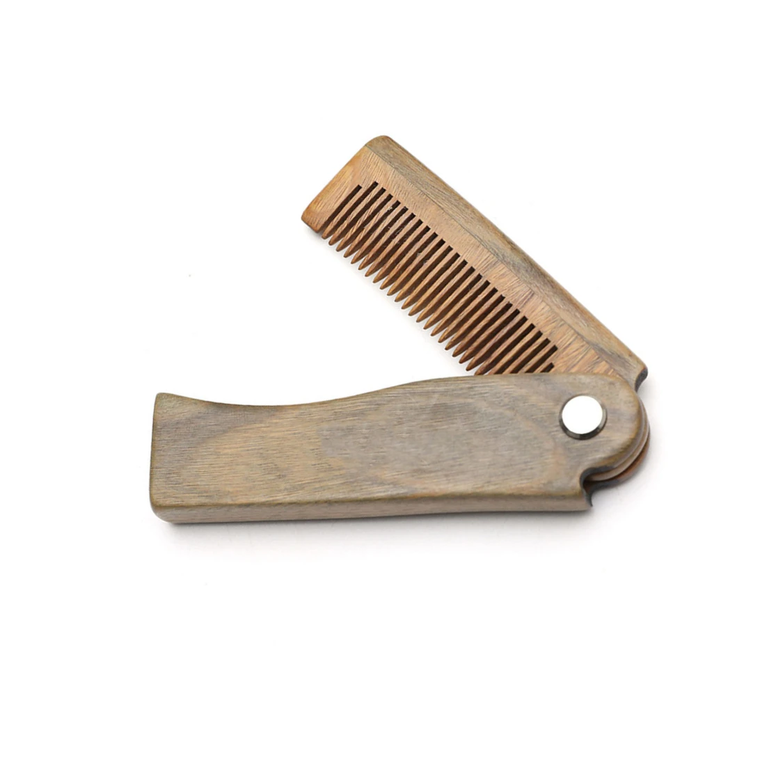 Natural Green Sandal wood Fold Comb Hair Comb For Men Beard Care ,Anti-static Wooden Comb Hair Care Tools Hair Brush
