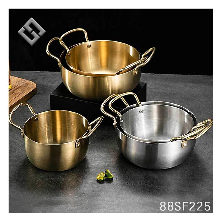 Korean Restaurant Kitchen Cookware Stainless Steel Soup Pot Mini Hot Pot Wholesale Cooking Pots