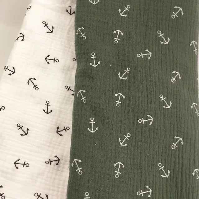 
Double Gauze Muslin Crinkle Woven Fabric Sliver Directly Factory Wholesale 100% Cotton with Gold C3012 Print COMBED Plain 108*84 