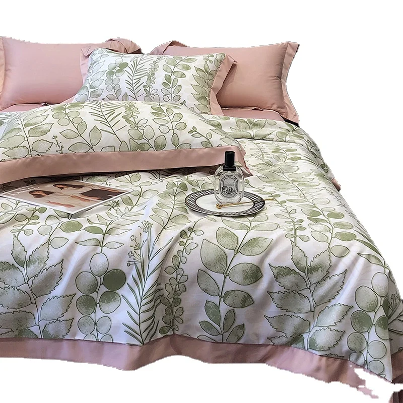 Lace Bedding Cozy Premium Cotton Lace Bed Skirt Country Style Bedding 4pcs Set