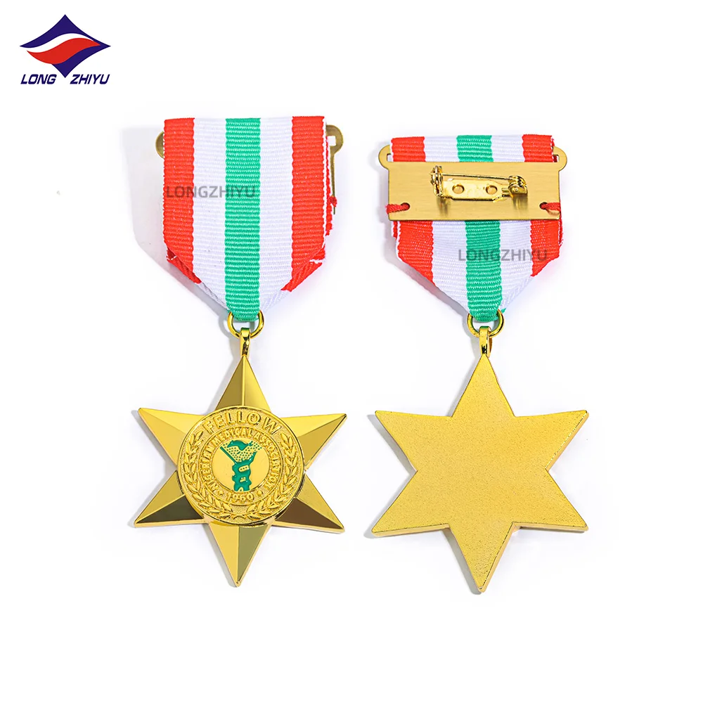 Longzhiyu 17 years professional design custom metal medal golden products for honor wholesale medal manufacturer