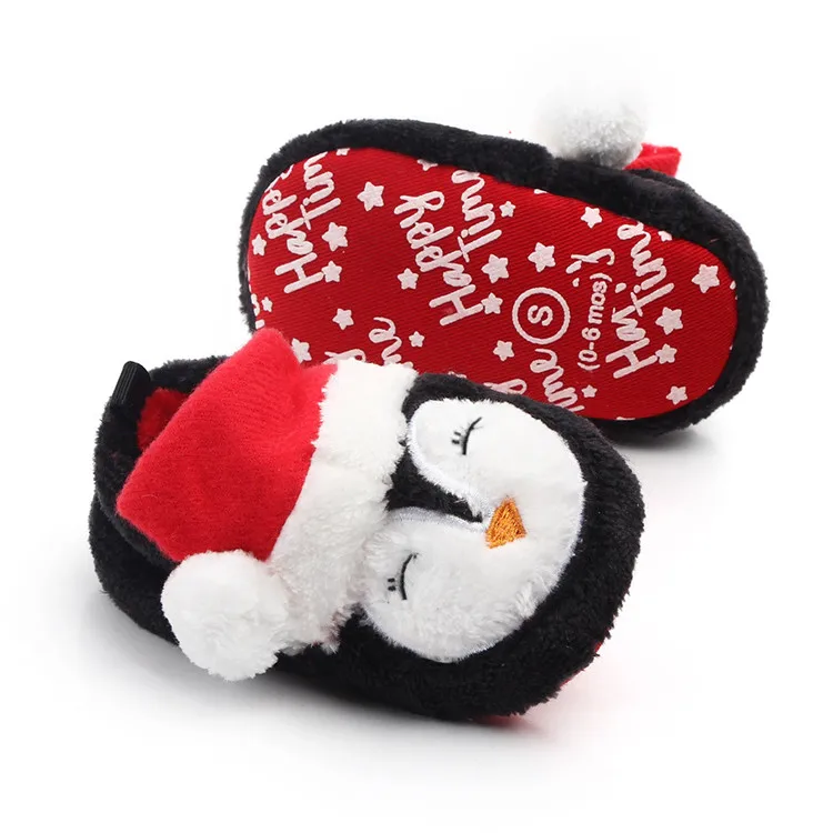 
2021 Wholesale Cute Penguin Infant Toddler Kids Plush Fleece Winter Thermal Prewalker Girl Party Christmas Children Shoes Boys 