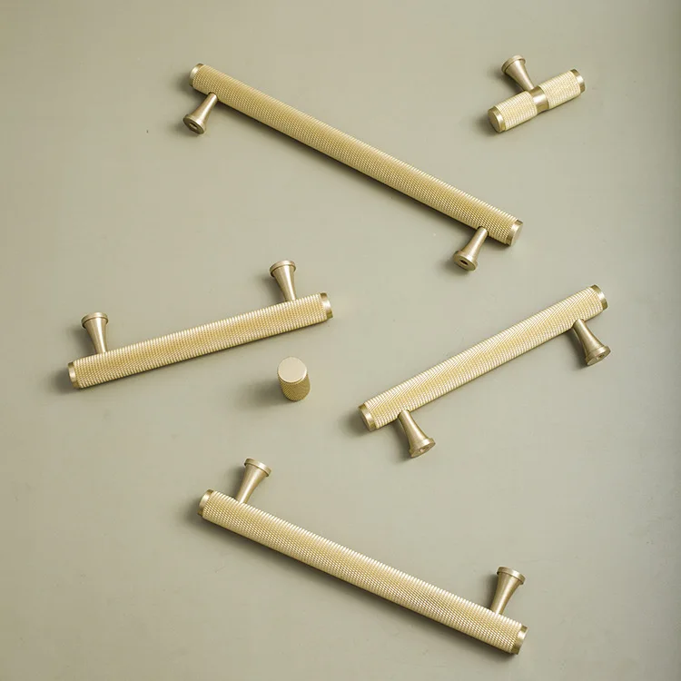 Knurled popular kitchen wardrobe pulls solid brass cabinet handles