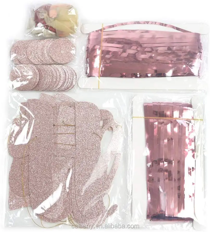 Розовый Золотой Фон для дня рождения, украшение для детского праздника с конфетти, воздушный шар, блестящий баннер