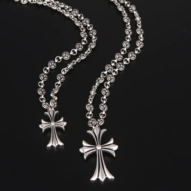 Cross Necklace Hip Hop Pendant Necklace Chrome CH Cross Necklace for Women Men