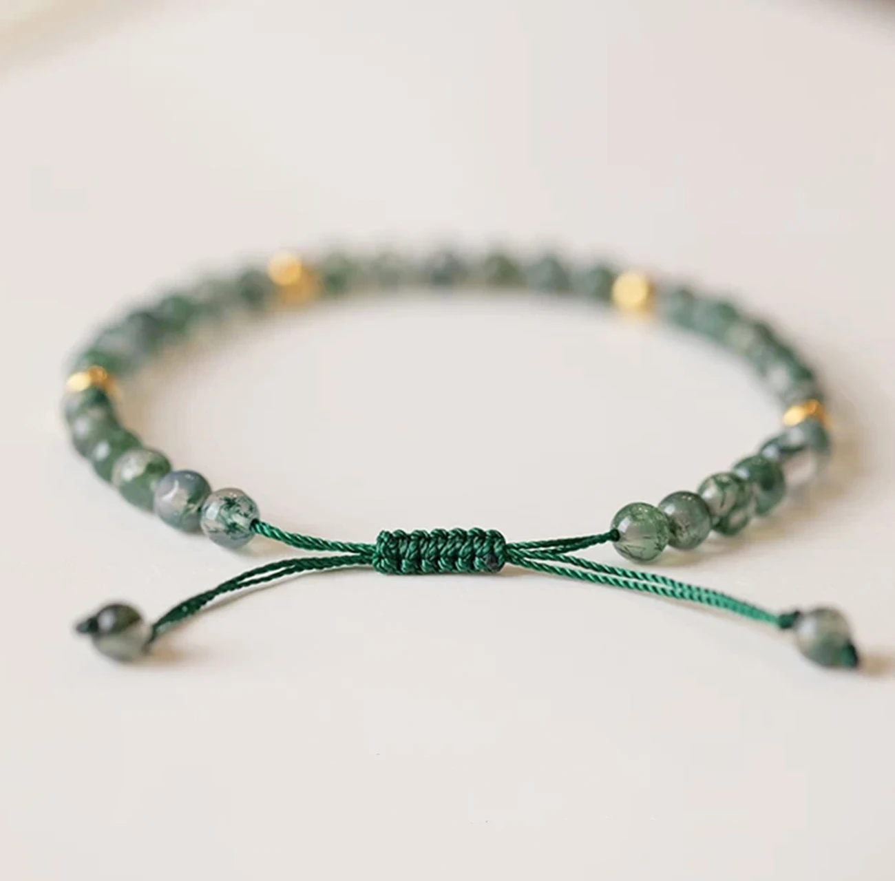 Agate 14K Gold Bead Bracelet small Retro