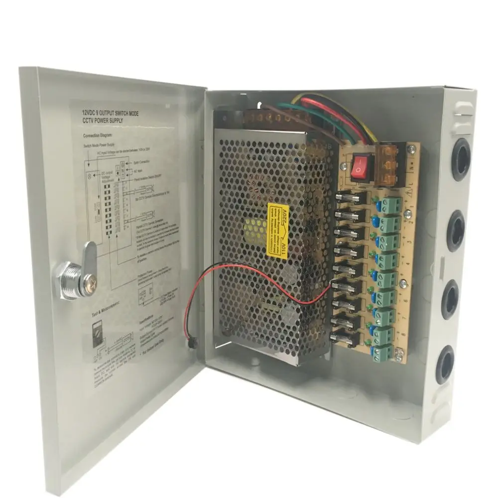 10a 9ch Cctv Camera Ce Fcc Rohs Certificated Power Supply Distribution Box With 12 V 10a 120w Cctv Power Supply