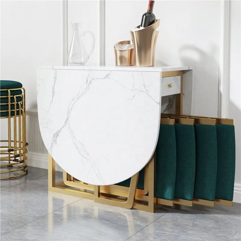 Factory Price Folding Dinning Table Marble Designs Extendable Dining Table
