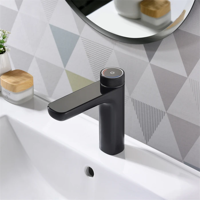
2021 New Luxury Modern Design Digital Black Faucet With Factory Direct Sale In Bathroom 