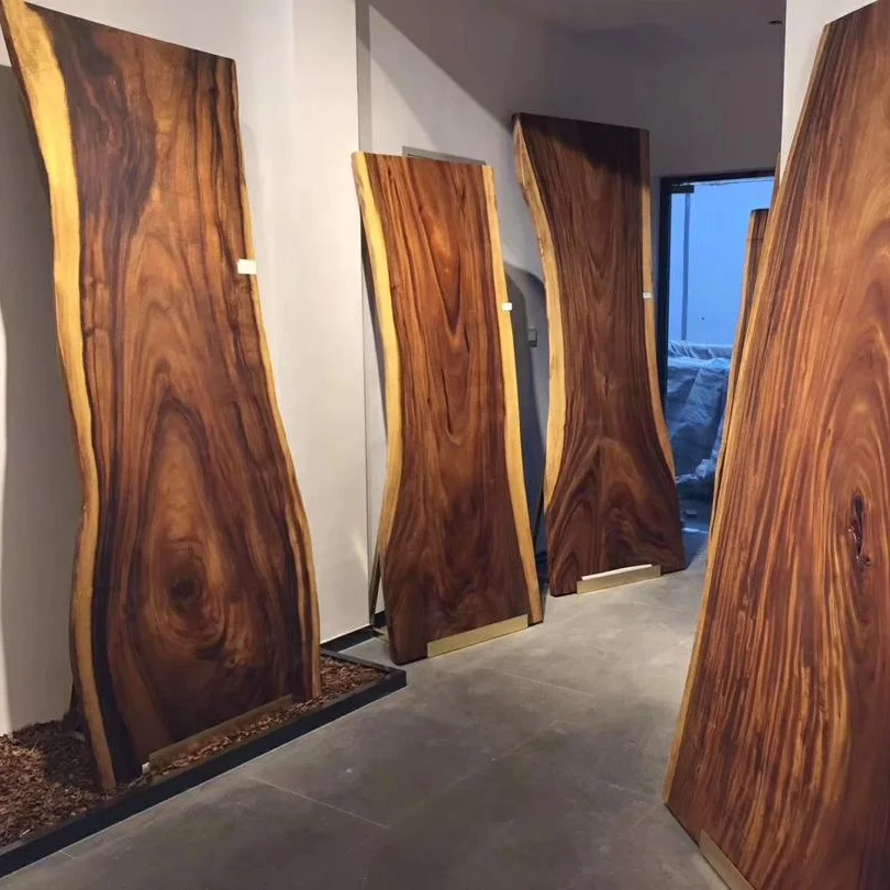 Factory Wholesale solid table top timber artistic hotel office kitchen furniture walnut wood slab dining table