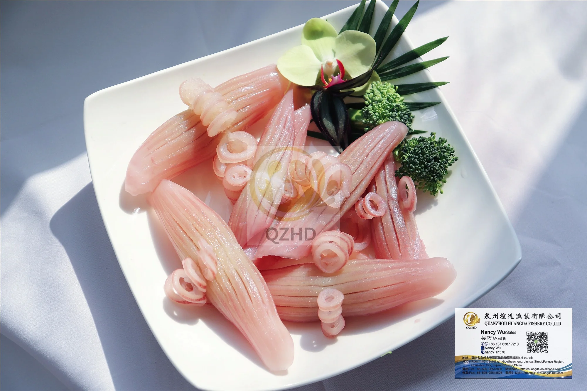 Frozen squid wing flowers, gear cut squid flowers, pineapply cut squid flowers Calamari China seafood supplier gigas squid