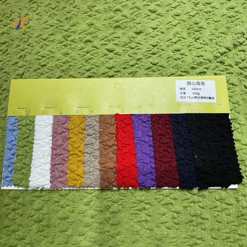 New rayon blend knit jacquard stretch single bubble crepe warp knitted fabric for dress