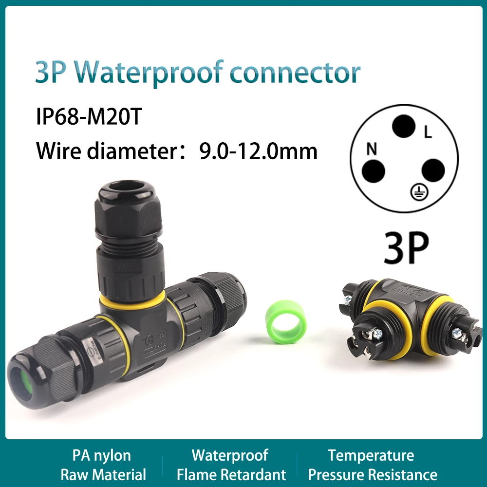Круговой 3 Way IP68 Водонепроницаемая пластиковая Соединительная T разъем типа