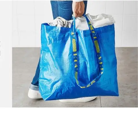 Eco Packaging Bags Carry Bag PP Woven Shopping Plastic -friendly Heavy Duty Blue Shinny 14L 36L 71L Supermarket Bag Recyclable