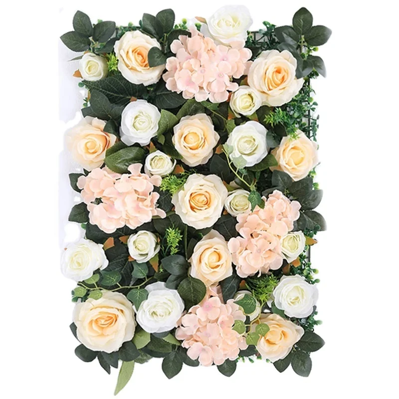 Custom mixed rose flowers with green leaves for decoration wall wedding decoration