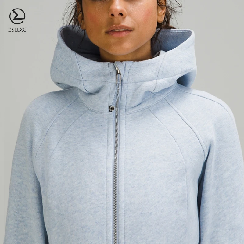 Customized Logo Women Yoga Cotton Zipper Hoodie Jacket Long Sleeve Thumb Hole Slim Fit Workout coats