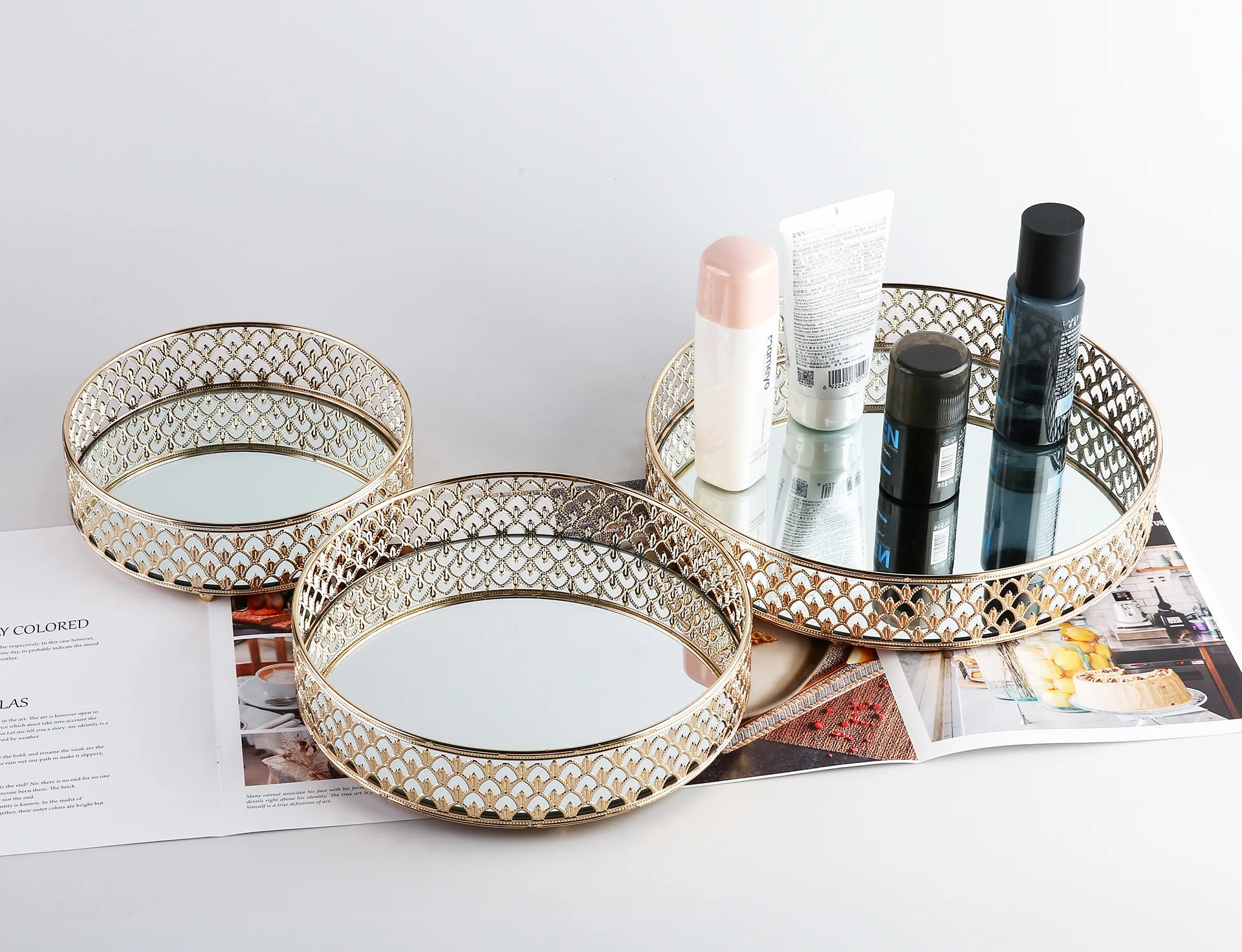 Metal electroplating fruit plate cake dessert plate home desktop storage plate hotel wedding housewarming ornaments