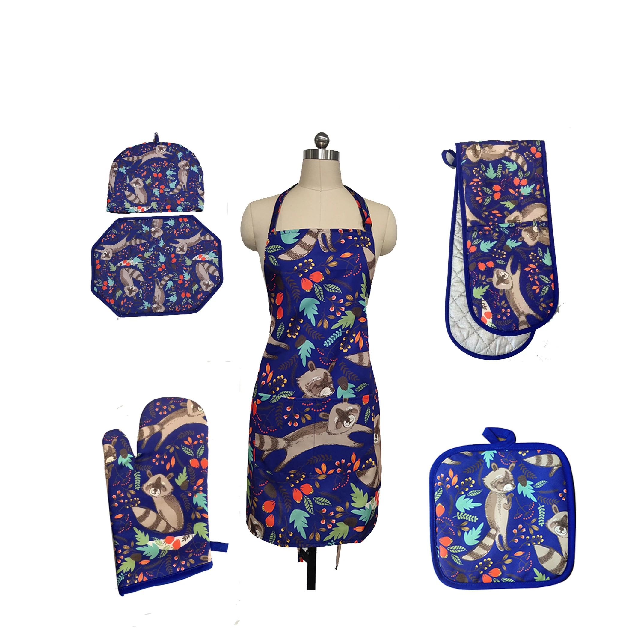 Custom kitchen glove and apron gift set oven mitts and potholders sets sublimation apron