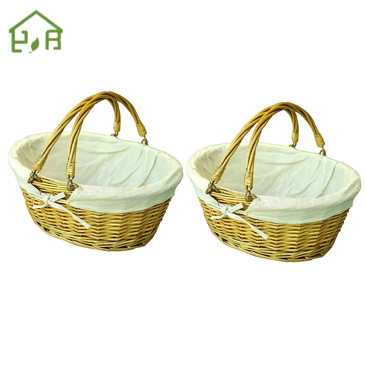 YanYi Household Storage Picnic Wicker Fruit Vegetable Bamboo Bread Wooden Woven Rattan Storage Basket