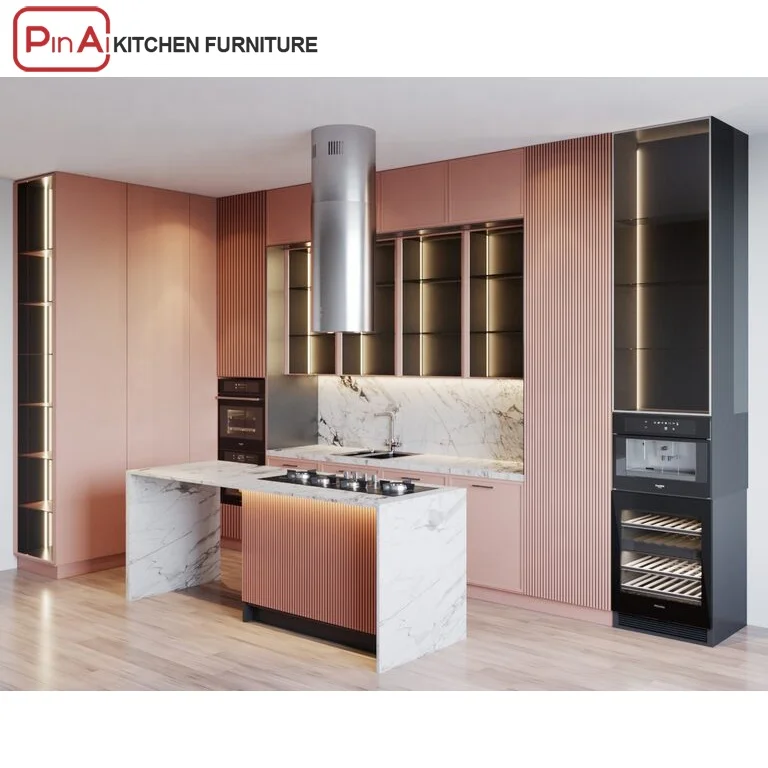 PINAI Miami kabinet designer solid wood melamine kitchen cabinet modern style