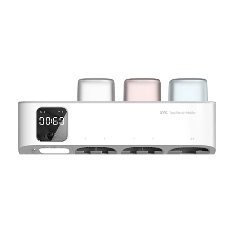 New Design Wholesale Multi slots Toothbrush Holder Rechargeable Toothbrush Sanitizer UVC and Heat Drying Toothbrush Sterilizer