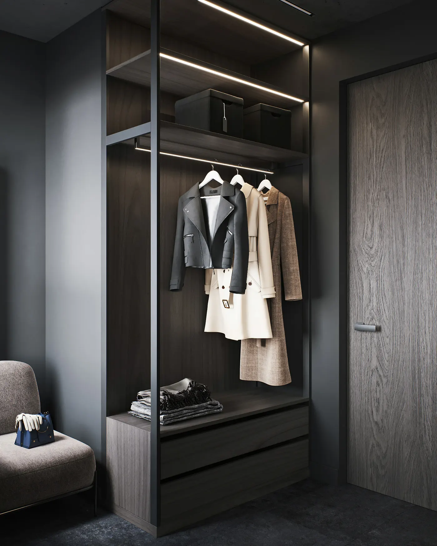 CREATION German Five Star Rich Art Hotel Stainless Steel Frame Wooden Hotel Wardrobe Furniture For Project