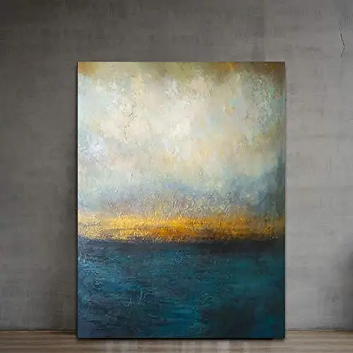 Custom Art Large Size Abstract Dark Blue Gold Canvas Handmade Oil Paintings for House Wall Decor