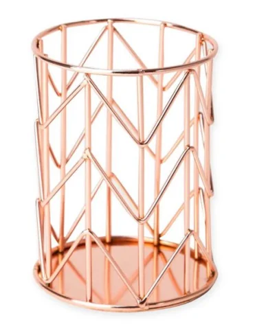 Оптовая продажа с завода, металлическое покрытие из розового золота, металлическая сетка для офиса и дома, настольный металлический держатель для ручек