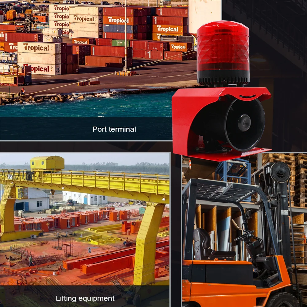 Remote Control Outdoor IP65 120db Waterproof Loud Alarm Siren LED Flash Voice Security Alarm for Factory Dock Operation Warning