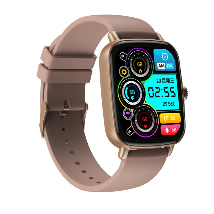 Competitive Price Android Ios 1.69 Inch Square Aw18 Smart Sports Watch Ip68 Waterproof Fitness Tracker Hr Bp Smartwatch