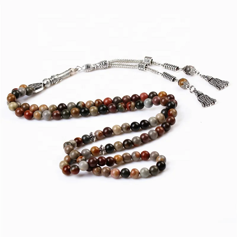 New Design Natural Picasso Stone 6MM Islam Prayer Beads 99 Masbaha Tasbih Rosary Muslim Tespih Misbaha tespih