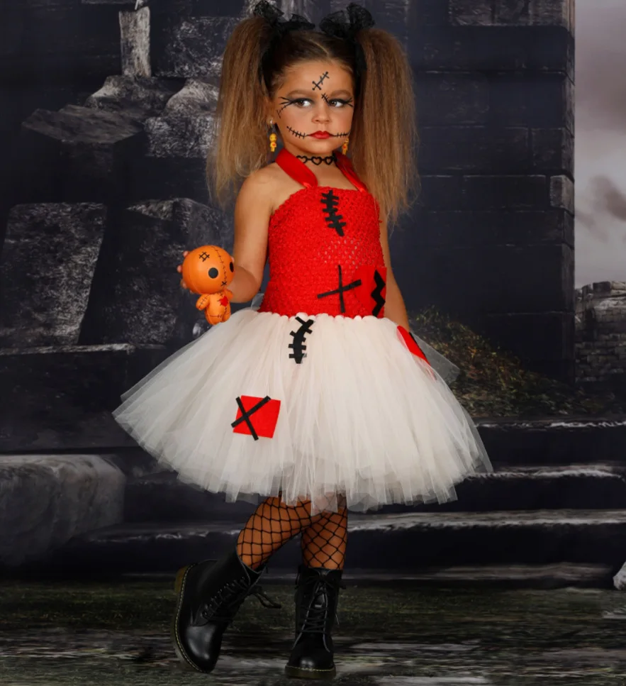 Halloween Festival Kids Dress Clothing Gothic Style Voodoo Doll Party Wear Girl Costumes