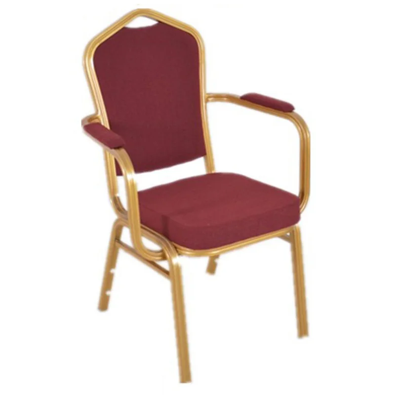 Luxury high-back dining chair with armrests in metal fabric is suitable for banquet and wedding hotel banquet chairs
