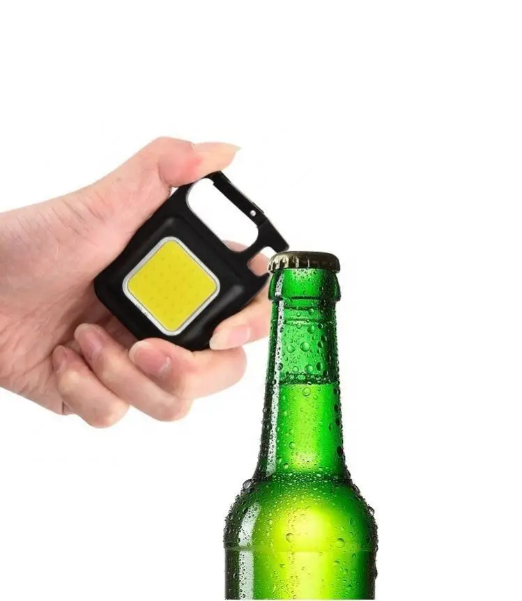 KY 2022 New Type-C Rechargeable  Mini Handy Pocket COB Keychain Work Light Backpack Hanging Torch Light With Bottle Opener